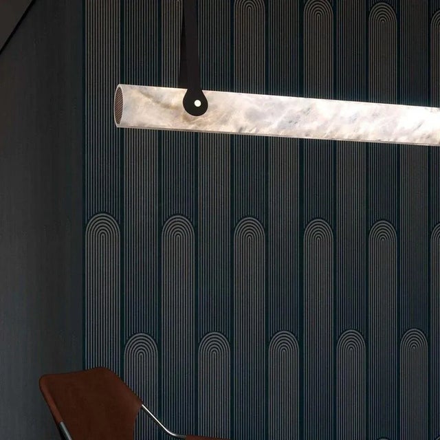 Contemporary Zeus Black Leather Pendant Lamp by Alabastro Italiano For Sale - Image 3 of 6