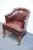 Hickory Leather Co. Burgundy Leather Upholstered Wheeled Club Game Chair For Sale - Image 4 of 10