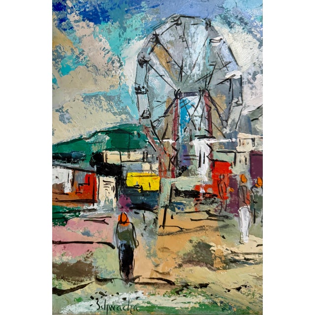 George Schwacha Jr, Modernist Oil Painting George Schwacha Brooklyn Street Scene Fruit Market WPA, c.1940's For Sale In Miami - Image 6 of 16