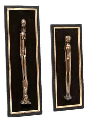 Vintage Framed Bronze Nude Wall Sculptures by Giovanni Schoeman, 1960, Set of 2