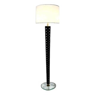 Mid-20th century Elegant Spiral Ellipse Floor Lamp of Wood and Brass. Italy For Sale