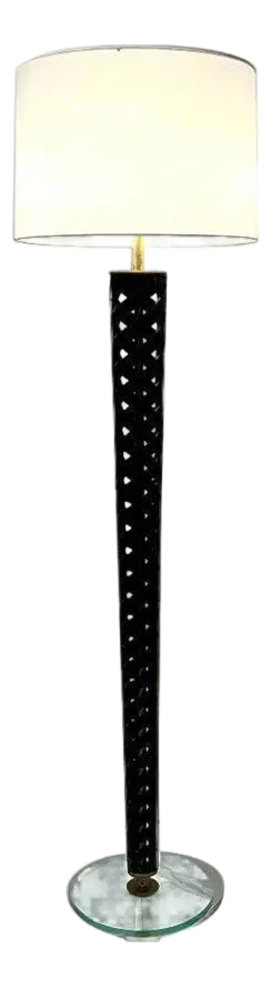 Mid-20th century Elegant Spiral Ellipse Floor Lamp of Wood and Brass. Italy