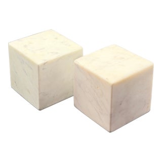 Eq3 Solid Marble Cube Bookends – Set of 2 For Sale