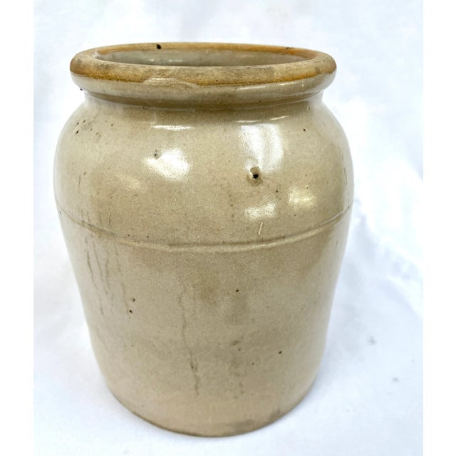 French Country Vintage French Glazed Stoneware Confit Pot For Sale - Image 3 of 8