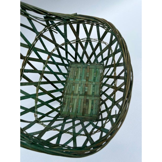 Wood Vintage Green Basket For Sale - Image 7 of 7