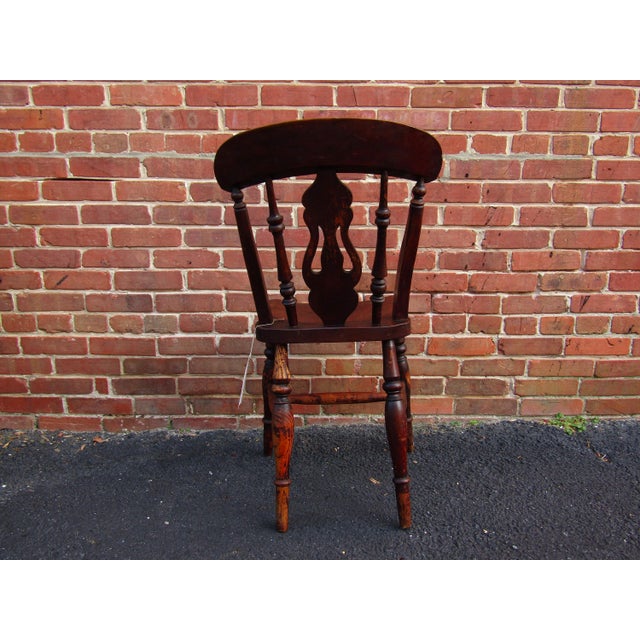 Brown English Victorian Elm Fiddleback Kitchen/Dining Chair 1860 For Sale - Image 8 of 9