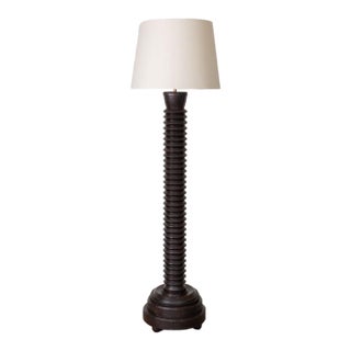 1940s Heavy French Carved Wood Floor Lamp in the Style of Charles Dudouyt For Sale