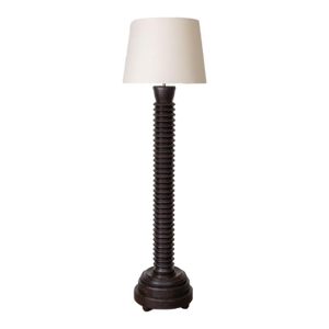 1940s Heavy French Carved Wood Floor Lamp in the Style of Charles Dudouyt