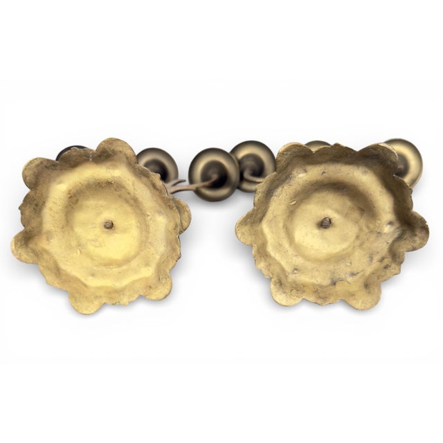 Antique Art Nouveau Period Pair of Neoclassical Three-Light Candlesticks, Gilt Brass or Bronze, Continental Europe, C. 1900 For Sale - Image 11 of 12