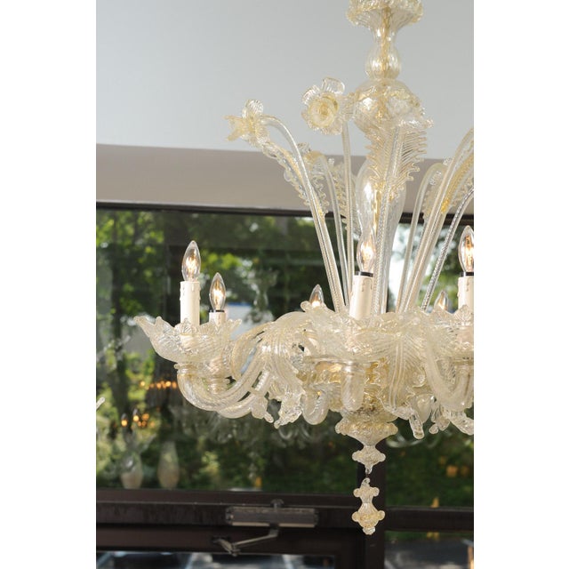 1940s Ornate 8-Light Murano Glass Chandelier, Italy For Sale - Image 4 of 18