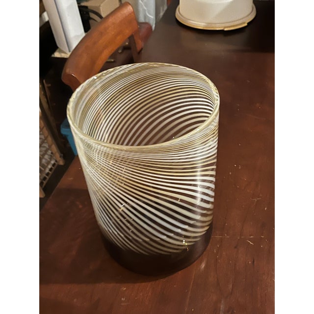 1990s Blown Glass Swirled Amber Ice Bucket For Sale - Image 4 of 10