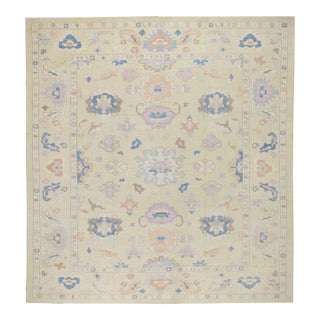Modern Turkish Oushak Rug 12'2" x 13'4" For Sale