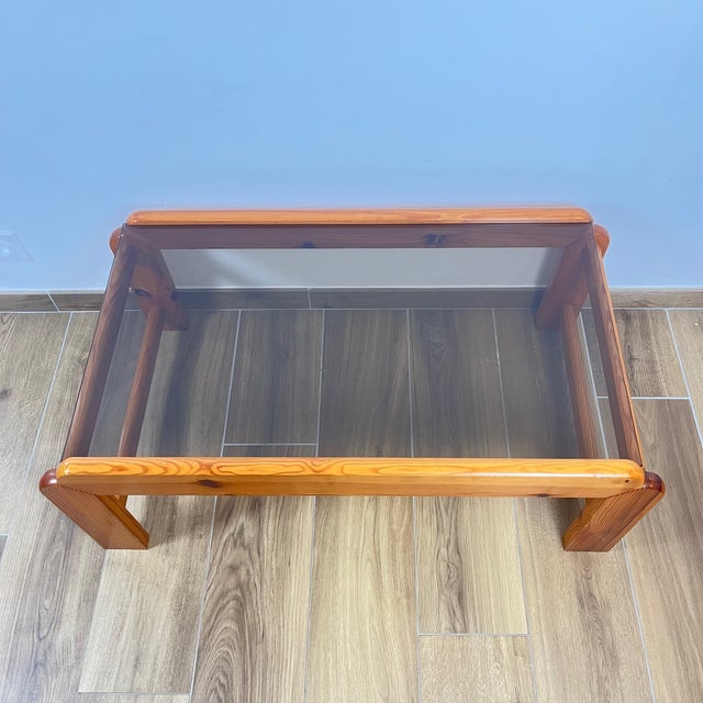 Coffee Table in Pine with Smoked Glass Top, 1970s For Sale - Image 10 of 18