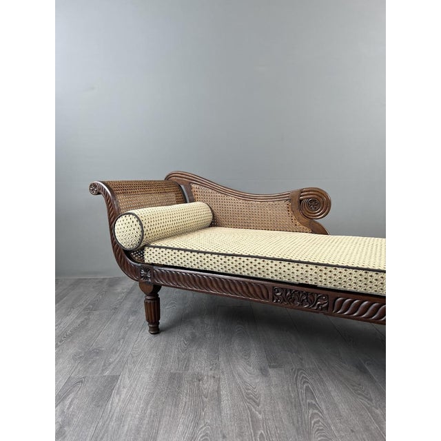 19th Century 19th Century Louis XVI Chaise Longue in Carved Wood and Caning For Sale - Image 5 of 13