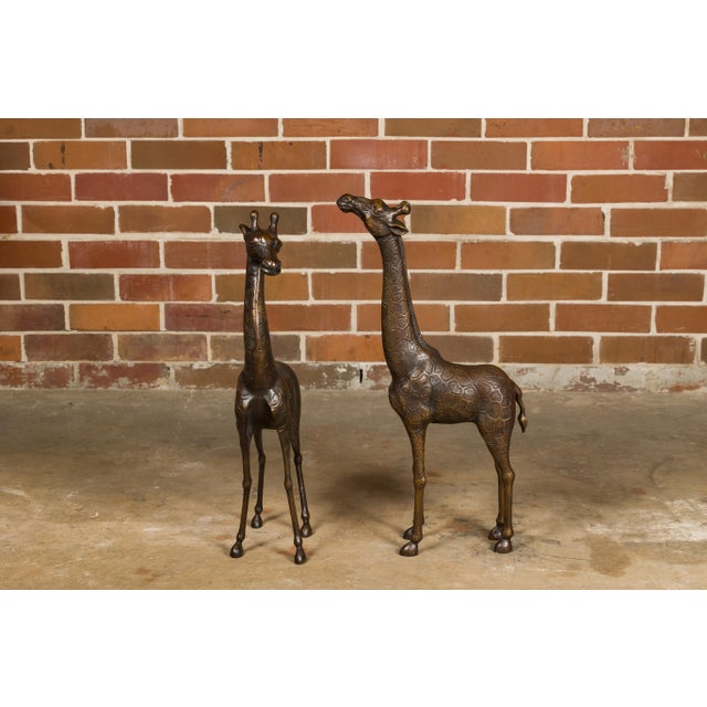 Pair of Small Bronze Midcentury Giraffe Sculptures, American Art For Sale - Image 11 of 12