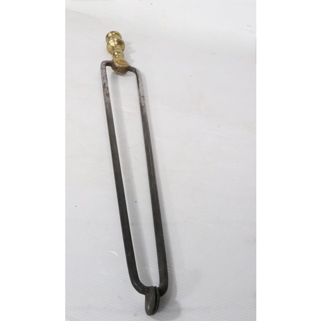 English Antique Brass and Steel Fireplace Tongs For Sale - Image 3 of 10