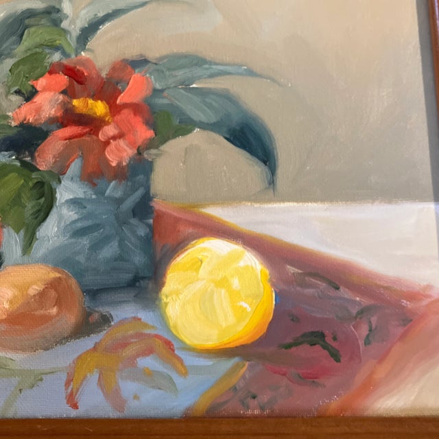 Contemporary Contemporary Original Impressionist Still Life Painting Vintage Frame For Sale - Image 3 of 4