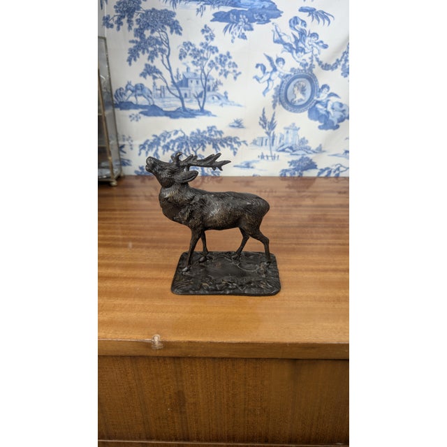 Metal Bronze Sculpture of a Deer in the style of Paul-Édouard Delabrière, 1890s For Sale - Image 7 of 11