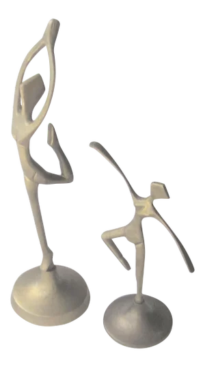. 1950s Pr. Of Brass Modern Dancers Statues - 2 Pieces