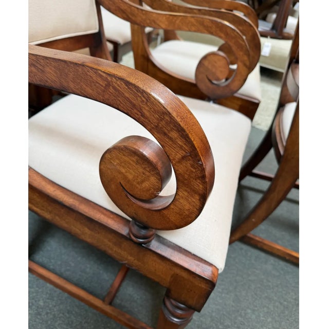 Off-white Hickory Chair Company Empire Style Extension Dining Room Table + Six Chairs, Set For Sale - Image 8 of 12