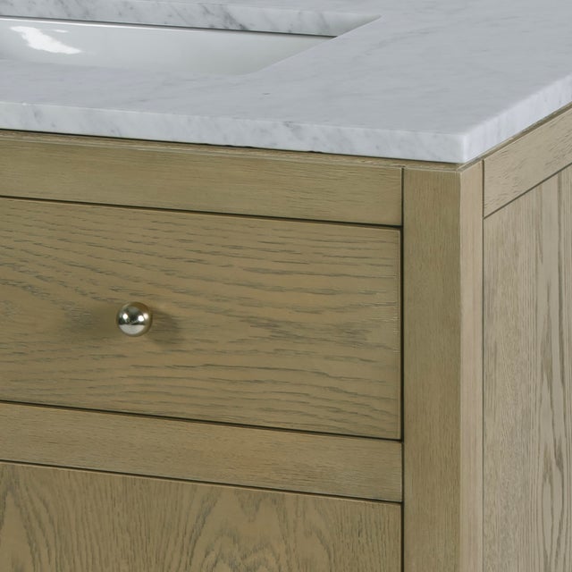 Nora 24 in. W Rectangular Wood & Marble Bathroom Vanity with Storage, Light Oak For Sale - Image 10 of 11