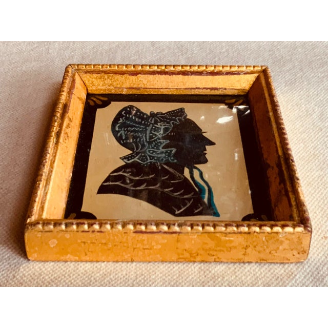 1920s American Folk Art Silhouette Portrait of a Lady, Hand-Cut Paper With Gouache, Original Églomisé Frame, Boston Estate, Circa 1920s For Sale - Image 5 of 10