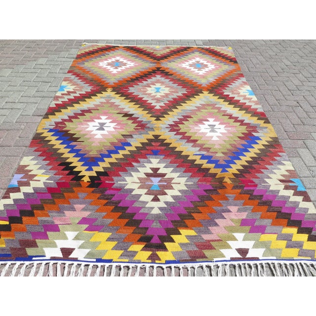 This beautiful rug is from the southern of Turkey Antalya nomads kilim weaving. About 60 years old. It is handmade with...