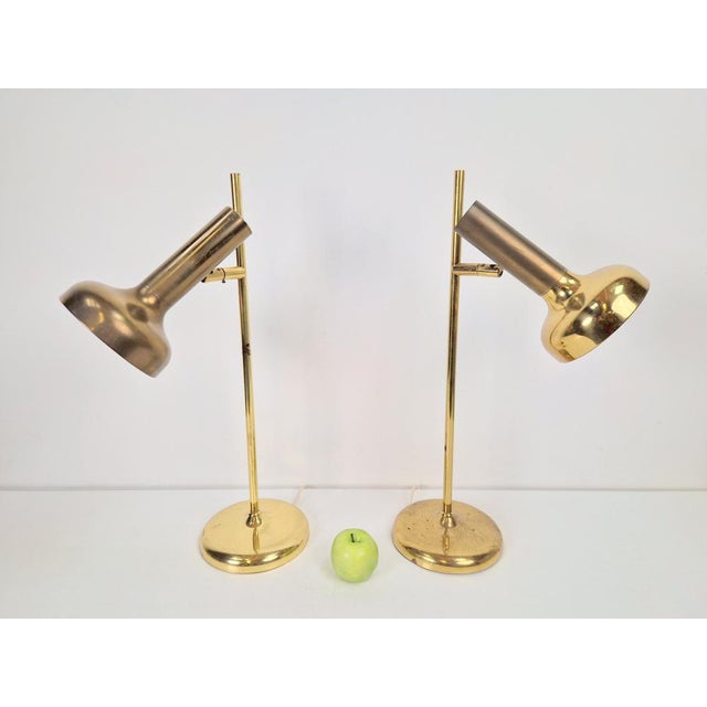 Vintage Brass Trumpet Table Lamps by Solken Leuchten, 1970s, Set of 2 For Sale - Image 11 of 13