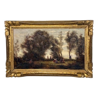 After Jean-Baptiste Camille Corot, Dance of the Nymphs, 19th Century, Oil Painting on Canvas, Framed For Sale