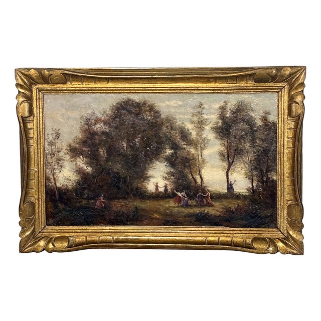 After Jean-Baptiste Camille Corot, Dance of the Nymphs, 19th Century, Oil Painting on Canvas, Framed For Sale