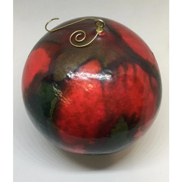 Large Round Vintage Gourd Hand Painted Hanging Ornament For Sale - Image 4 of 11