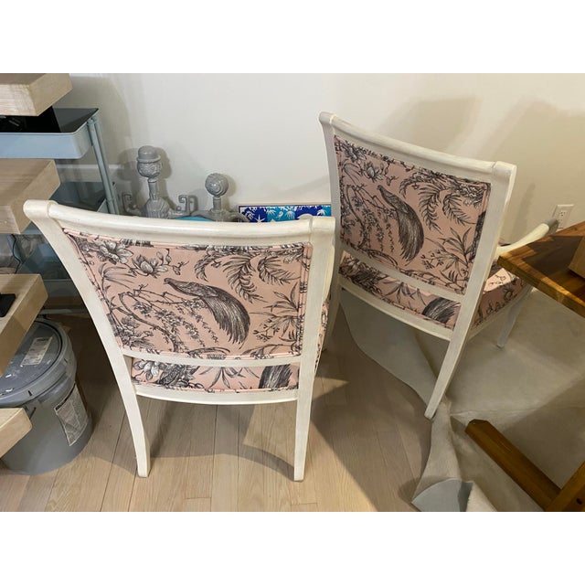 Mid 20th Century Wooden Chairs With Fabric Seats and Backs- Set of 2 For Sale - Image 9 of 10