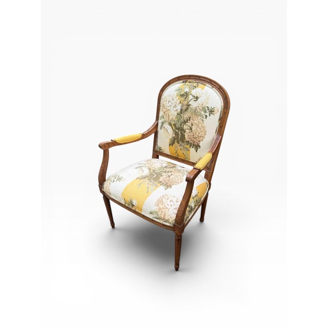 1990s Ethan Allen French Provincial Louis XV Style Armchair With Floral Upholstery For Sale In Boston - Image 6 of 16