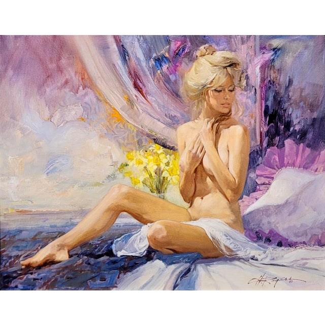 The American School Howard Rogers - Blonde Playmate Nude - Oil Painting For Sale - Image 3 of 9