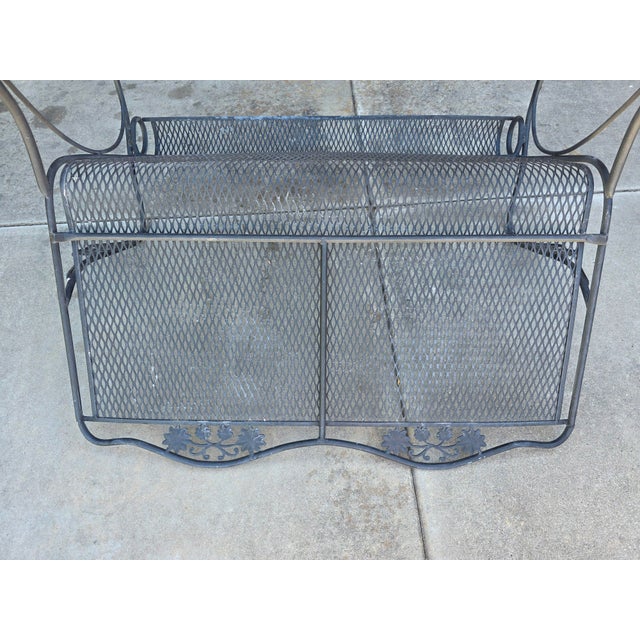 Vintage Russell Woodard Attributed Wrought Iron Briarwood Daisy Bench Settee For Sale - Image 14 of 17