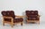 Brutalist Lounge Chairs in Oak and Reddish Brown Leather, 1970s, Set of 2 For Sale - Image 17 of 17