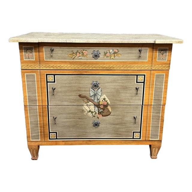 Drexel Heritage Et Cetera Paint Decorated Neoclassical Chest For Sale
