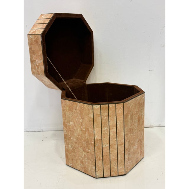 Maitland - Smith Maitland-Smith Tessellated Stone Lidded Box Side Table Wiith Storage, Drinks Table For Sale - Image 4 of 8