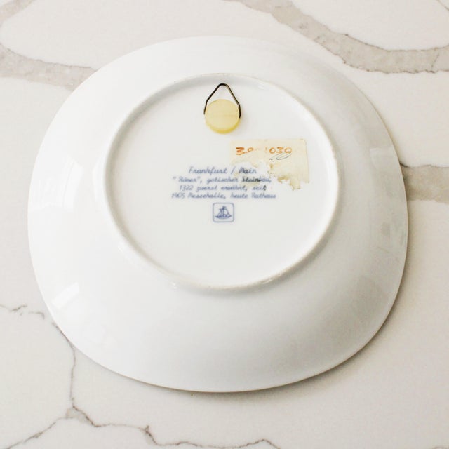 West Germany Blue and White Porcelain Wall Plate For Sale - Image 4 of 4