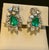 GIA Certified F1 4ct Colombian Emerald & 2 Gia Diamond FVVS2 Earrings 18kw Gold For Sale - Image 11 of 18