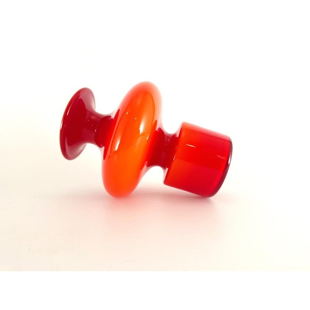 Striking pop art glass vase with ball stopper from the Carnaby series attributed to Per Lütken for Holmegaard in Denmark...