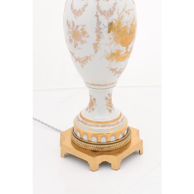 The Marbro Lamp Company Pair of Gilt Porcelain Regency Lamps by Marbro Lamp Co. - 1950s For Sale - Image 4 of 11