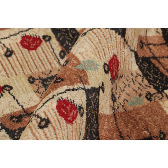 Textile Vintage Zeki Müren Rug in Beige-Brown With Geometric Patterns, From Rug & Kilim For Sale - Image 7 of 8