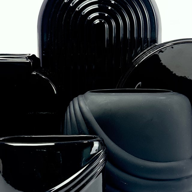 Mid-Century Modern Flat & Black Postmodern Ceramic Vase Curation - Group of 5 For Sale - Image 3 of 18