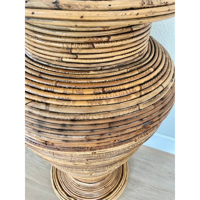 1970s Vintage Italian Crespi Style Pencil Reed Rattan Floor Vase Urn For Sale - Image 5 of 11