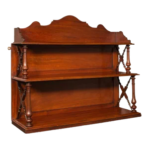 1900s Victorian Antique Mounted Whatnot, English, Bookshelf, Collectibles Shelf