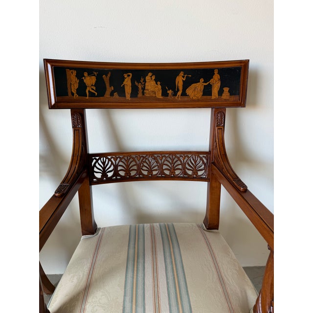 Vintage Neoclassical George Jacob-Style Carved Wood Armchairs – A Pair For Sale - Image 13 of 16