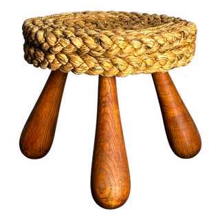 Mid-Century French Braided Rope Stool from Audoux & Minet, 1950s For Sale
