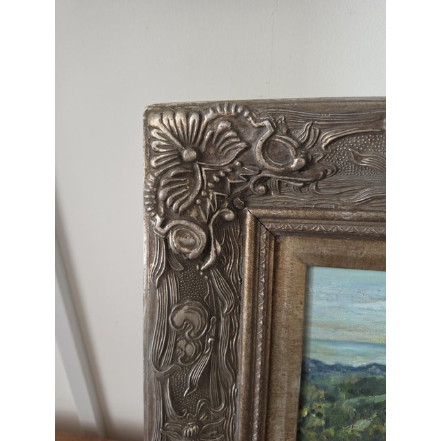 Late 20th Century Original Landscape Oil Painting in Ornate Carved Wood Frame, Impressionist Countryside Artwork, Cottage Wall Decor, Nature Art For Sale - Image 4 of 13