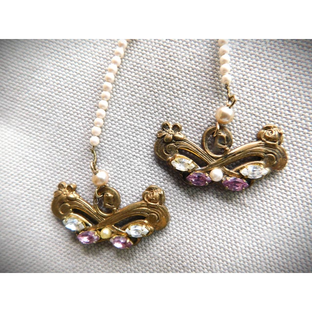 Vintage Seed Pearl, Amethyst and Crystal Long Drop Earrings For Sale In New York - Image 6 of 10